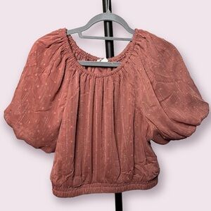 By The River Blush Pink Puff Sleeve Blouse Large